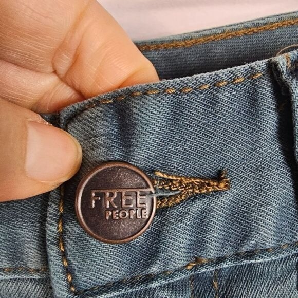 Free People Low Rise Skinny Jeans 26 Teal Stretch Y2K Urban Slim Streetwear - Picture 3 of 12